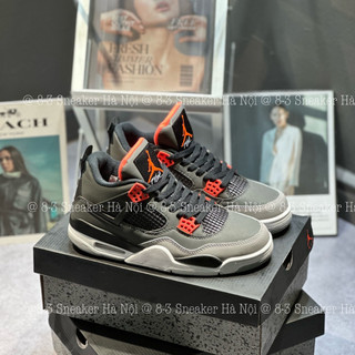 Giày Thể Thao JD4 Đen đỏ đốm, Jd4 Retro GS Infran Red Grey Jordan 4 Bóng Rổ Xám Đỏ