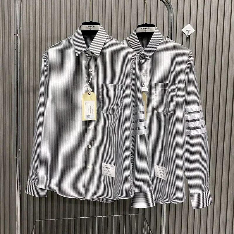 Áo Sơ Mi Thom Nam Nữ Viền Tay Kẻ Xanh Và Xám, Áo Sơ Mi Chất Liệu Cotton Cao Cấp Nhất Năm 2023