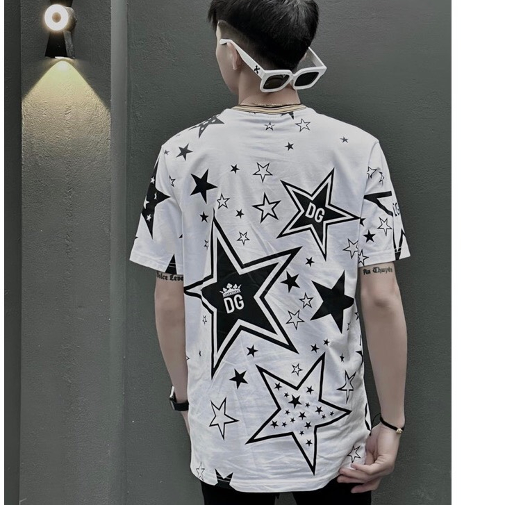 Áo Thun DG Họa Tiết Ngôi Sao , Áo Phông Tay Lỡ Form Rộng Unisex Nam Nữ