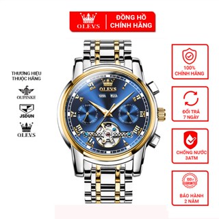 Đồng hồ nam lộ cơ OLEVS automatic cao cấp chính hãng,Đồng hồ đeo tay dây thép dạ quang chống nước