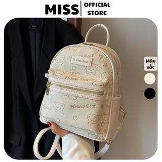 Balo nữ mini da pu đi học đi chơi in hình gấu cute dễ thương phong cách thời trang hàn quốc Miss bags BLD 256
