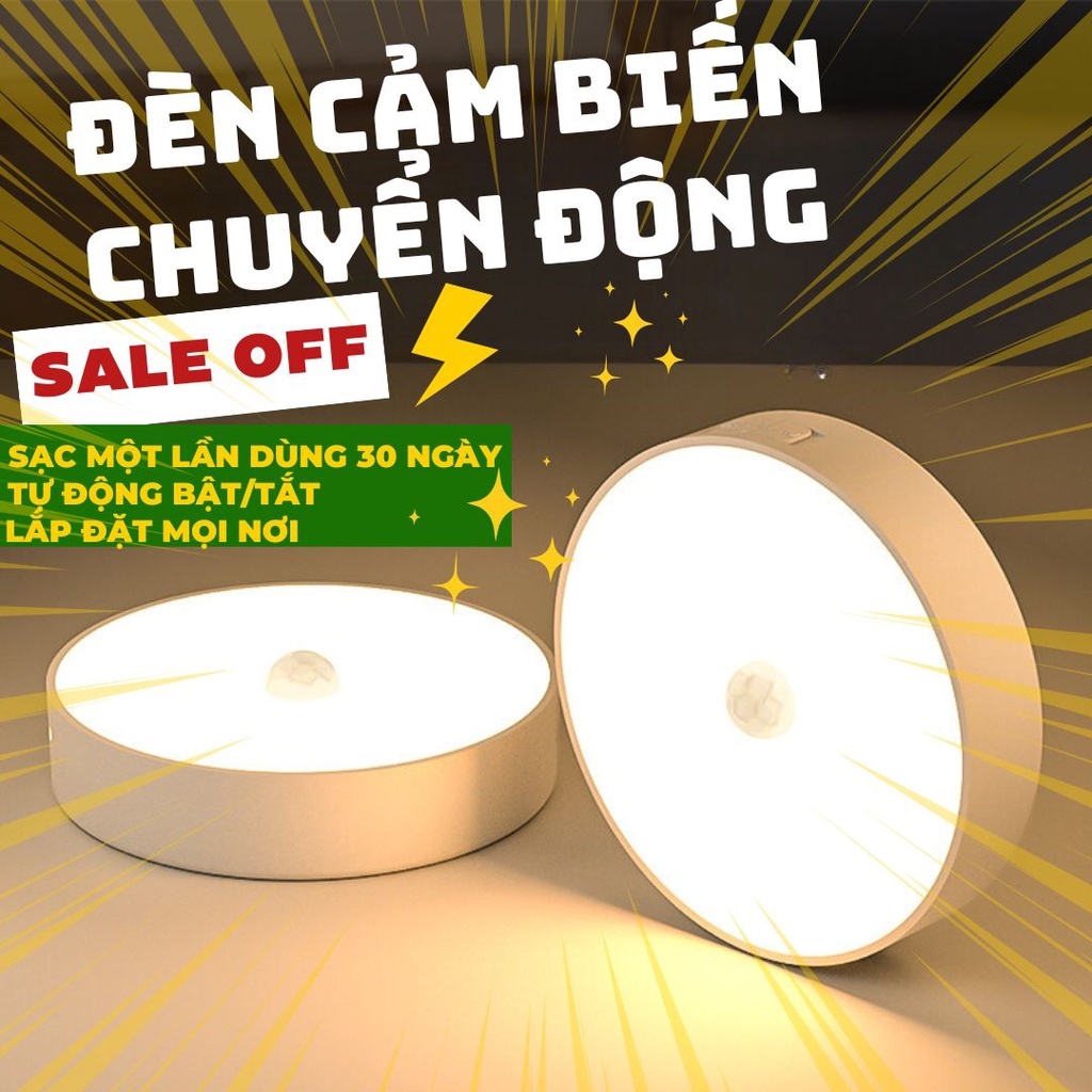 Đèn LED cảm biến chuyển động đèn ngủ không dây cổng sạc usb gắn tường tủ bếp nhà vệ sinh cầu thang, tặng kèm cap sạc