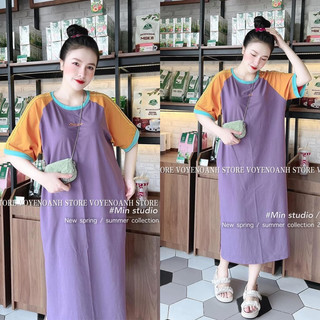 váy xuông cotrong màu tím pastel tiểu thư