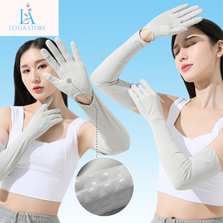 Găng Tay Chống Nắng Dài Tay, Chất Vải Lụa Lạnh Thoáng Mát Bảo Vệ Cánh Tay Đi Xe Cho Nữ