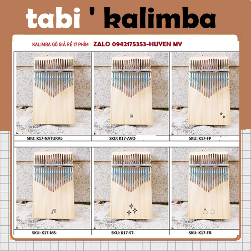 ĐÀN KALIMBA -SỈ GIÁ RẺ - TABI KALIMBA SHOP -KALIMBA GỖ GIÁ RẺ 17 PHÍM -KHẮC LAZER NHIẾU HÌNH CUTE