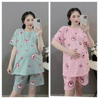 Bộ bầu lửng mùa hè siêu mát- bộ đồ bầu chất lụa hàn free szie từ 40-70kg - Tổng kho