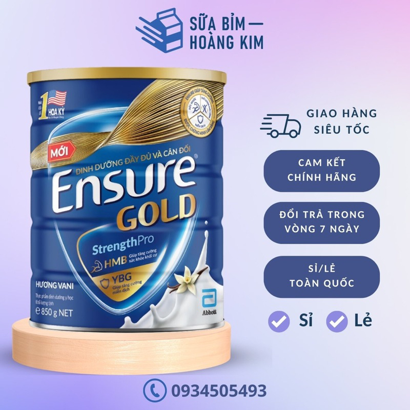 Sữa Ensure Gold bột có thêm HMB &amp; YBG 850/800g/400g (Date mới) HSD 24 tháng