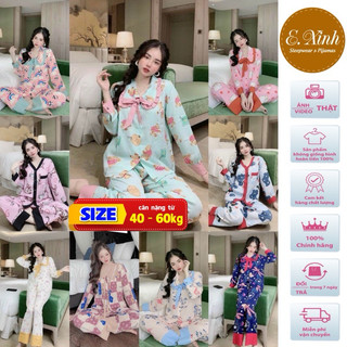 Đồ ngủ pyjama dài tay - đồ bộ chuẩn mango mặc nhà nữ cao cấp