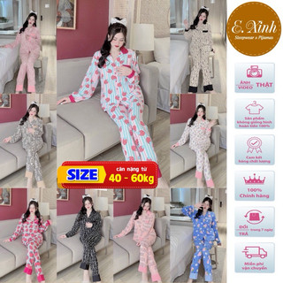 Đồ bộ tay dài mặc nhà dễ thương size 40-57kg chất mango- đồ ngủ pizama dài tay