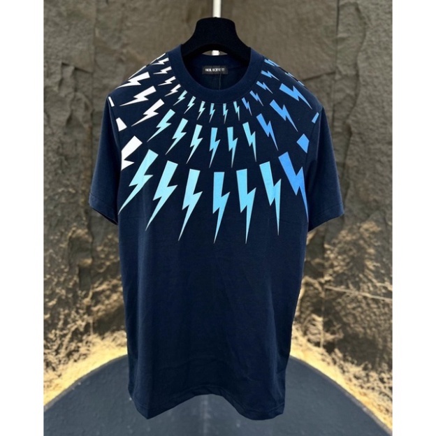 Áo Phông Cộc Tay In Hình Tia Sét - Áo Thun Cotton Mát Thấm Hút Mồ Hôi Hàng Đẹp 2023