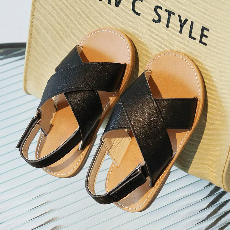 Giày quai chéo chất da PU cho bé trai bé gái siêu đẹp đế may