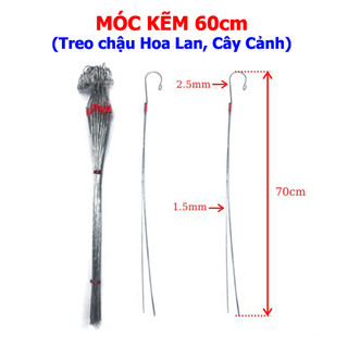 Móc Kẽm treo chậu Hoa Lan, Cây Cảnh dài 60cm cả móc dài 70cm