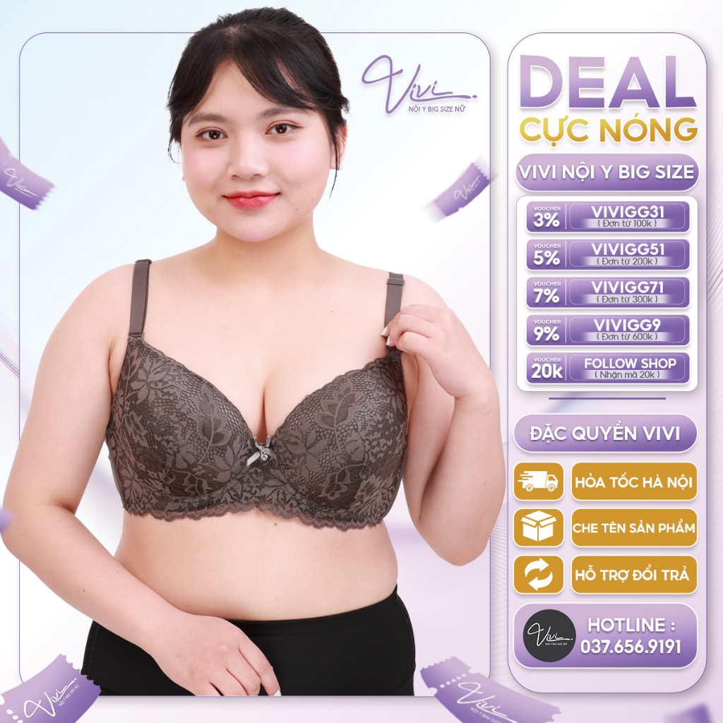 Áo lót Bigsize nữ - Áo ngực Big size - Bra cup lớn Có gọng Form cứng, Bản to, Đệm mỏng, Siêu nâng đẩy - A37