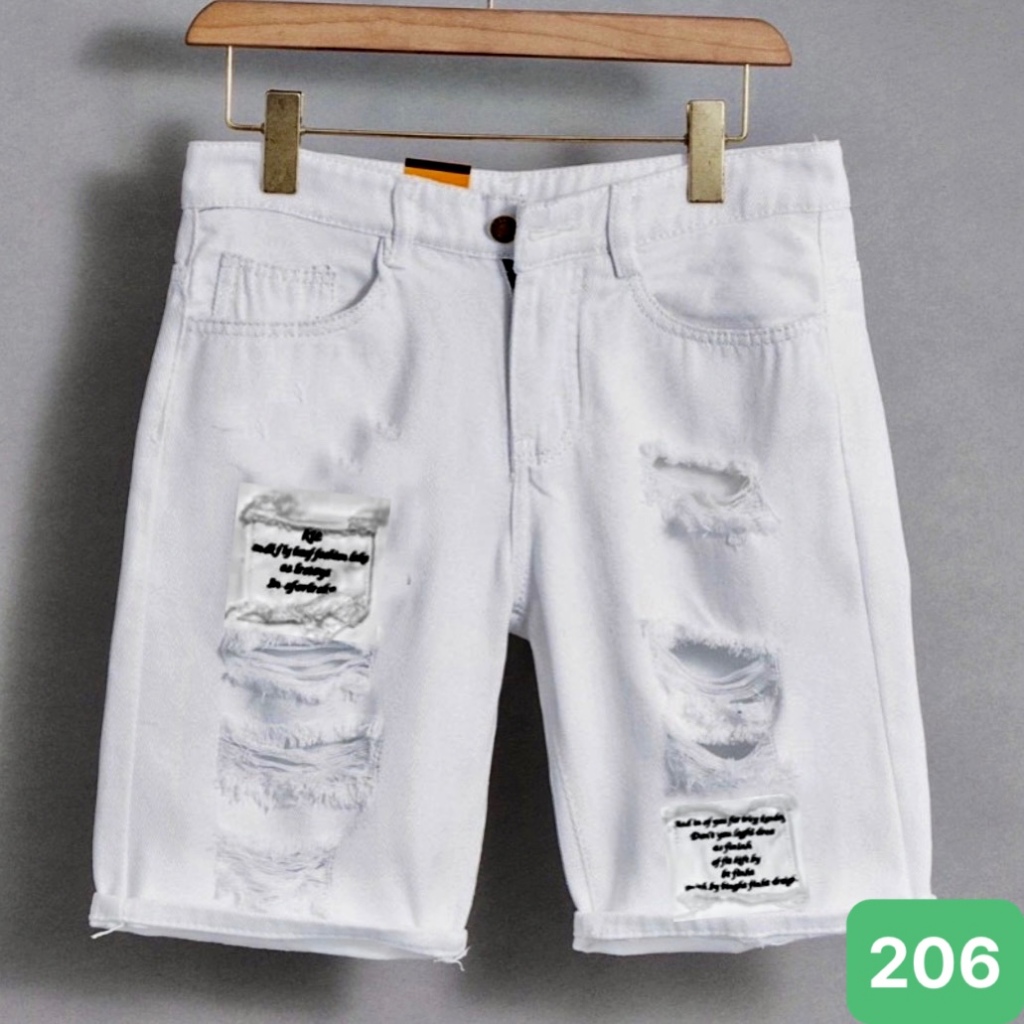 Quần short jean nam boy phố chất jean cotton cao cấp trắng rách bụi bặm QS250