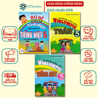 Sách - combo hướng dẫn giải violympic toán 5 +violympic tiếng anh 5 + bộ đề luyện thi violympic tiếng việt 5