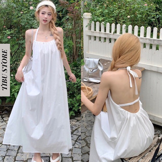 Váy Đầm Maxi Hở Lưng Dáng Xuông Dây Buộc Cổ