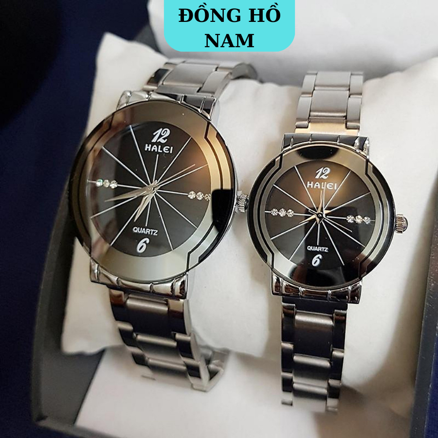 Cặp Đồng hồ Halei 457 nam nữ cao cấp chống xước, chống nước tuyệt đối