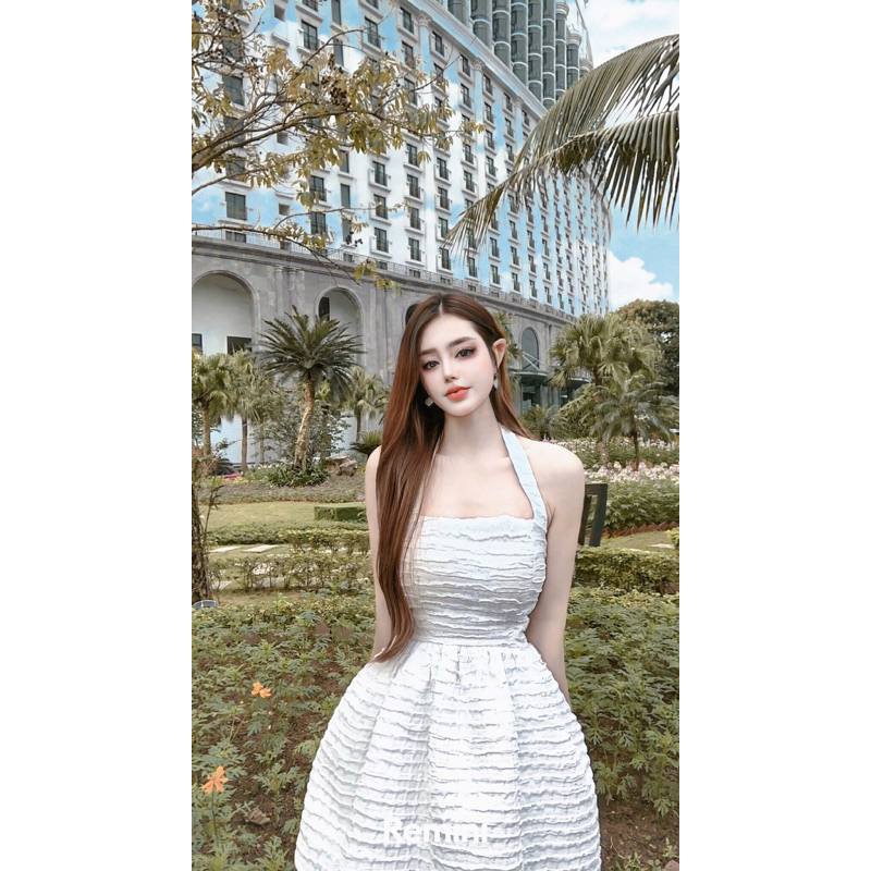váy xoè buộc cổ hàng thiết kế cao câp