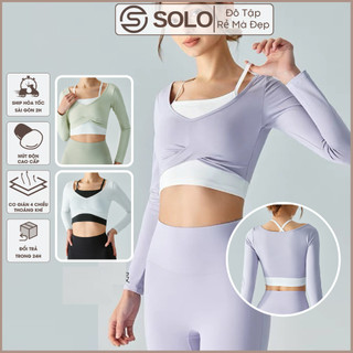 Áo Tập Gym Yoga Pilates Croptop Tay Dài CÓ MÚT Thể Thao Thun Mềm Mịn Thoáng solo Sportswear 6120