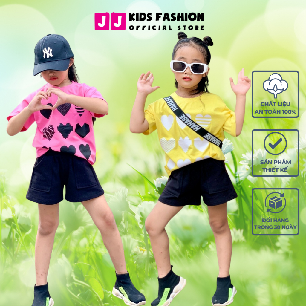 Bộ quần áo bé gái mùa hè JJ Kids chất cotton co giản, thoáng mát cho trẻ em 2,3,4,5,6,7,8,9,10,11,12 tuổi  [JJK_B11A]