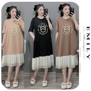 Đầm váy bầu mùa hè n736 đầm bầu xinh thiết kế dáng suông in hình dễ thương chất liệu coton mềm mại free sizefree size
