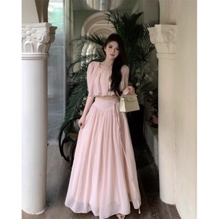 sét váy tơ xòe tiểu thư 2 chi tiết