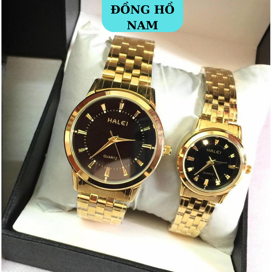 Đồng hồ đeo tay đôi nam nữ chính hãng Halei đẹp dây kim loại chính hãng cao cấp cặp đôi