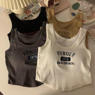 Hot hit, Áo crotop nữ cotton in chữ trẻ trung sẵn đệm tôn dáng MS525
