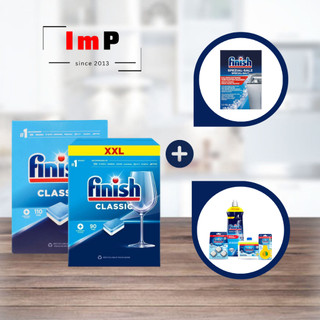Combo Viên rửa bát Finish Classic 100 viên , Muối rửa chén Finish, Nước làm bóng Finish dành cho máy rửa chén bát - ImP