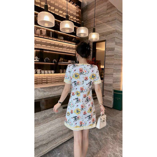 HÀNG NHẬP - ĐẦM SUÔNG LỤA HOA VAI PHỐI NÚT TAY NGẮN