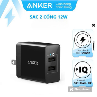 Củ sạc anker powerport 2 cổng 24w - mỗi cổng usb 12w - a2021