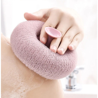 Bông tắm có tay cầm massage. bông tắm xơ lưới tròn có tay cầm siêu tạo bọt tẩy tế bào chết, bông tắm dạng lưới