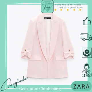 Zara Áo khoác blazer ngắn tay hồng size M