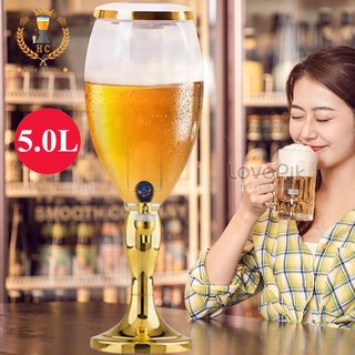 Tháp bia 5 lít HC798 Đựng bia tươi trà sữa Lõi đá giữ lạnh Đèn Led 7 màu có vòi cho nhà hàng pub