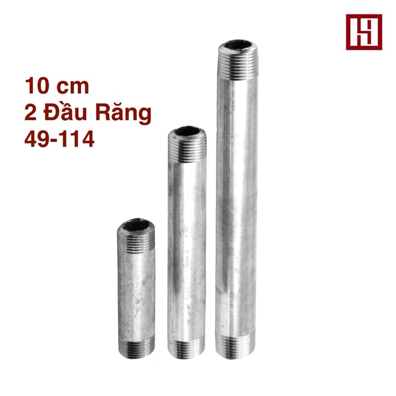 (10cm) Nối 2 Đầu Ren Ngoài Inox 304, Size từ 49-114