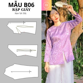 Rập giấy áo bà ba cách tân phom đẹp b06 size xs-3xl