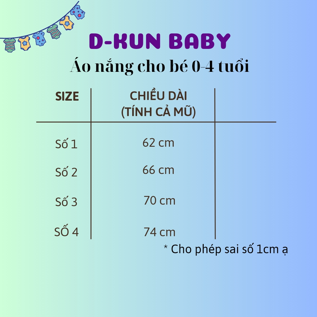 Áo choàng chống nắng cho bé trai, bé gái 0-4 tuổi cotton tổ ong D-KUN BABY