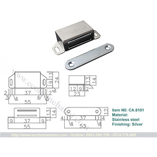 Nam châm hít cánh tủ chất liệu inox CA6101