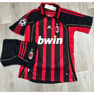 Áo bóng đá clb ac milan, áo đá banh ac milan retro 2007 - chuẩn mẫu thi đấu - vải polyester gai thái