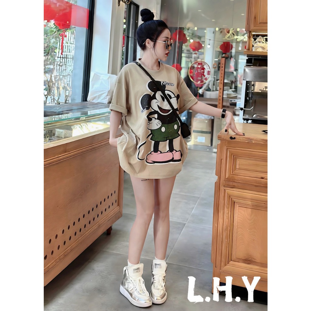 Áo phông mickey in pet bản to 2 mặt HN855