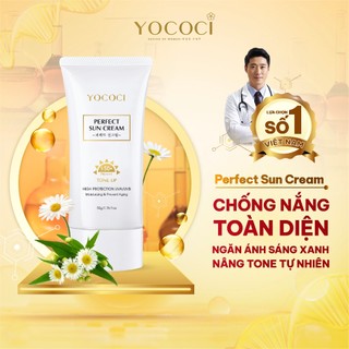 Kem chống nắng makeup Yococi nâng tone tự nhiên, chống nắng toàn diện Perfect Sun Cream SPF50+ PA++++ 50g