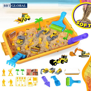 1.5kg cát động lực kèm bộ dụng cụ làm bánh hoặc xe công trình, đồ chơi xe kem có nhạc BBT Global