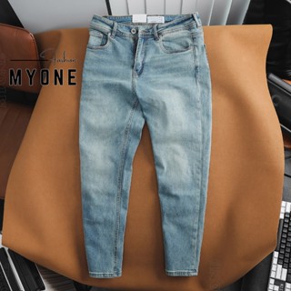 Quần jean nam 2 màu Xanh Dương dáng Slimfit Cao Cấp, quần bò Trẻ trung Thanh lịch vải co giãn thoải mái Myone J724726