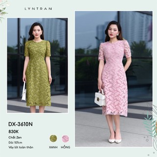 Đầm xòe ren công sở, váy xòe dự tiệc cổ tròn ngắn tay LYNTRAN DX-3610N