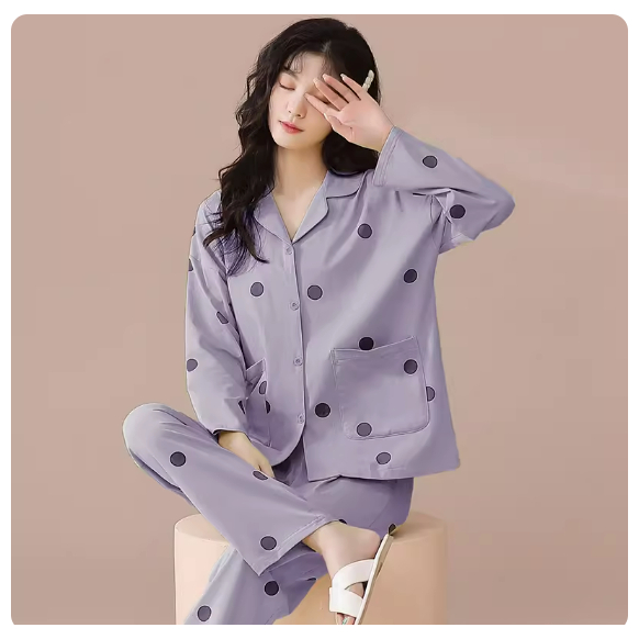 Đồ Ngủ Nữ dài tay Kimono cổ YUKATA - Bộ Ngủ Đôi Màu Xám phong cách Nhật Bản 2023 DN027