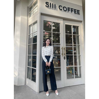 Áo sơ mi lụa hoạ tiết ô vuông