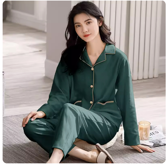 Đồ Ngủ Nữ dài tay Kimono cổ YUKATA - Bộ Ngủ Đôi Màu Xám phong cách Nhật Bản 2023 DN027