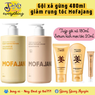 Set dầu gội + dầu xả + serum dưỡng chân tóc tinh chất gừng Mofajang (chai tròn)