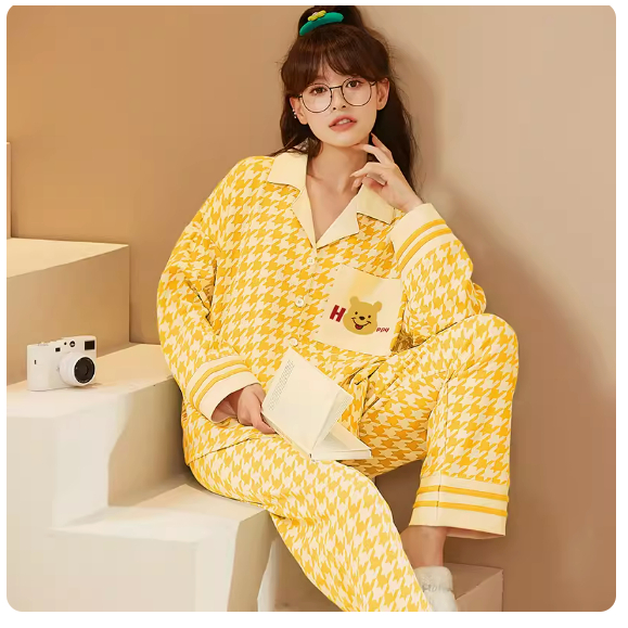 Đồ Ngủ Nữ dài tay Kimono cổ YUKATA - Bộ Ngủ Đôi Màu Xám phong cách Nhật Bản 2023 DN027