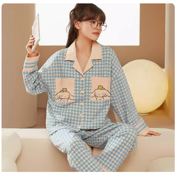 Đồ Ngủ Nữ dài tay Kimono cổ YUKATA - Bộ Ngủ Đôi Màu Xám phong cách Nhật Bản 2023 DN027